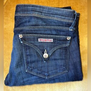 Hudson Dark Wash Jeans Back Button Flap Sz 27 Cotton Blend 5 Pocket Design